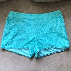 Teal floral overlay shorts